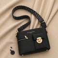 Black Leather Shoulder Bag for Women 3cm Casual Stylish