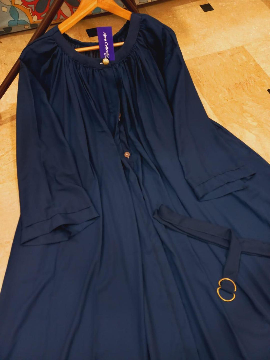 Burgundy Georgette Full Abaya with Belt for Women