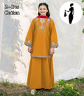 Girls Cotton Embroidered Kurta Set Mustard 2Pcs
