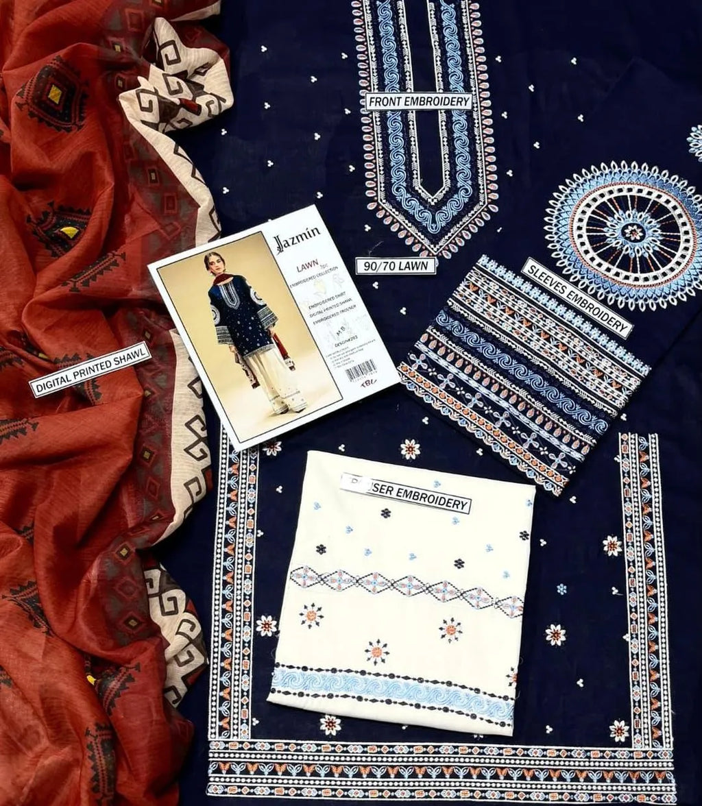 3-Piece Embroidered Lawn Suit