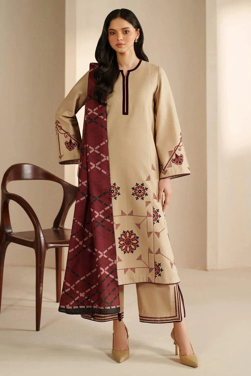 3 Pcs Women's Unstitched Embroidered Suit