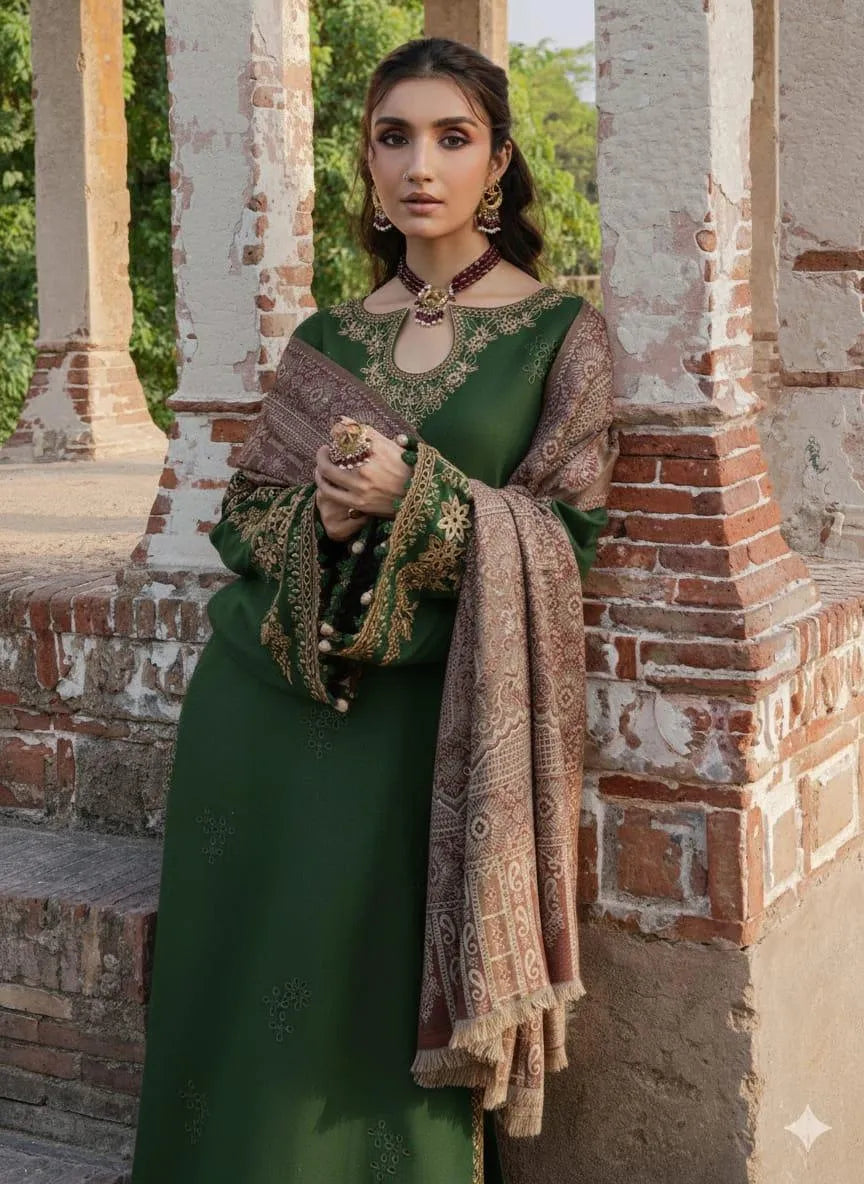 Maroon Embroidered 3 Pcs Women Suit Lawn