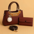 Maroon Leather Shoulder Bag with Detachable Strap & Card Holder