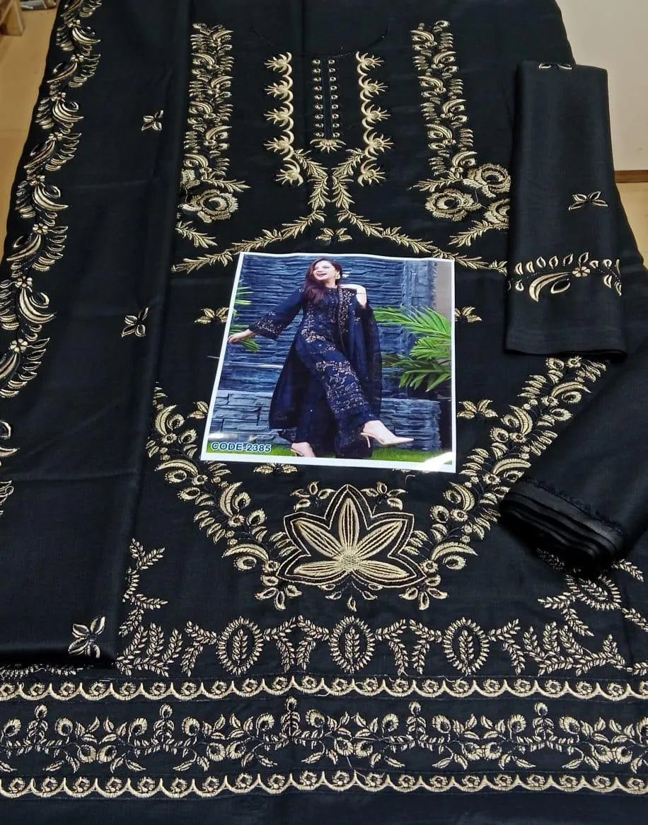 Black Embroidered 3Pcs Lawn Suit for Women