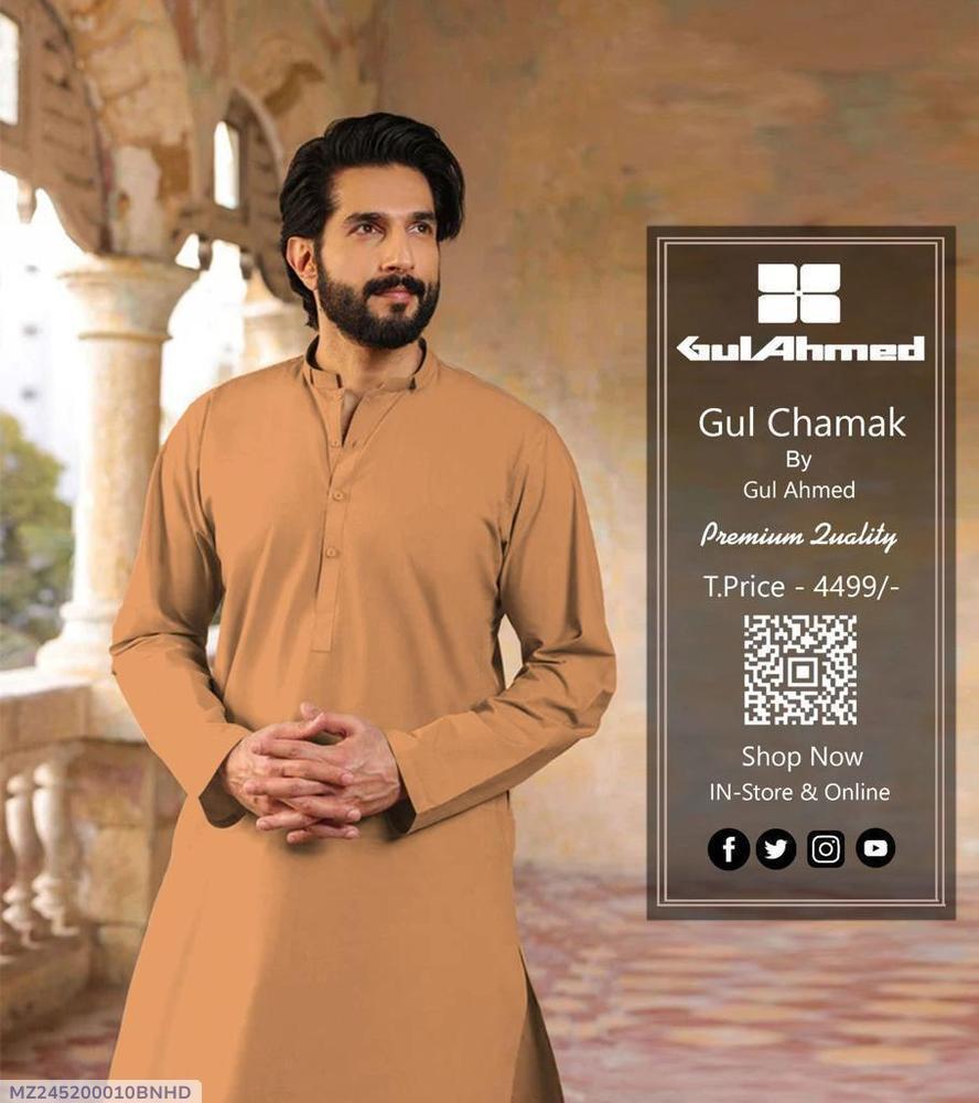 Men's Silk Plain Suit Golden All Season