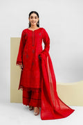 Red Lawn 3-Piece Suit for Women with Embroidery