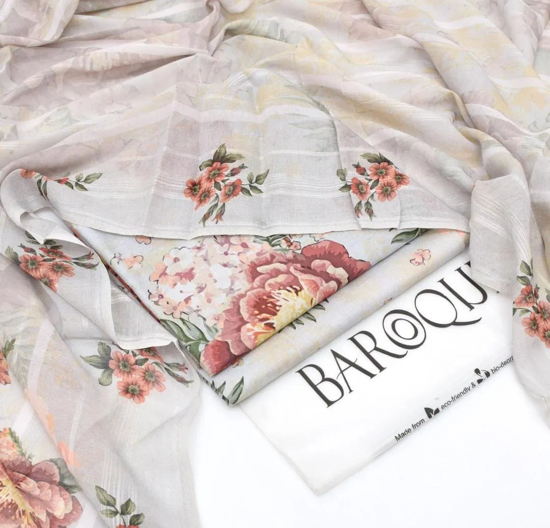Digital Printed Lawn 3Pc Set Mint Green Unstitched