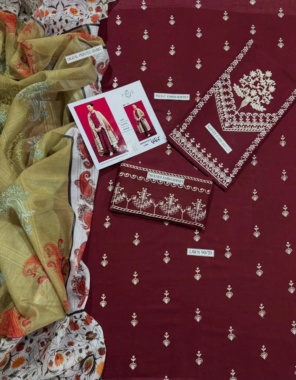 MOST HIT MIX DESIGNS 3 Pcs Unstitched Embroidered Suit