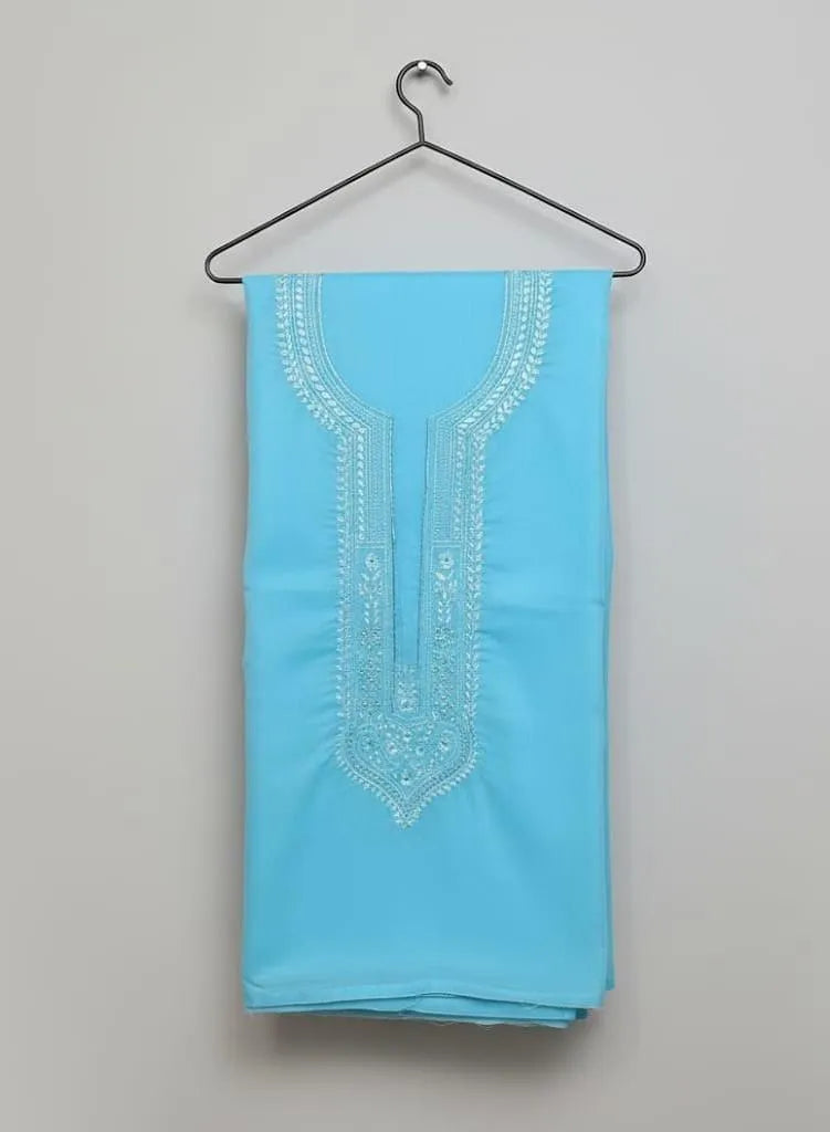 Unstitched Cotton Suit Grey Embroidered for Eid