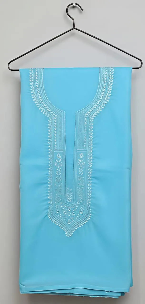 Unstitched Cotton Suit Grey Embroidered for Eid