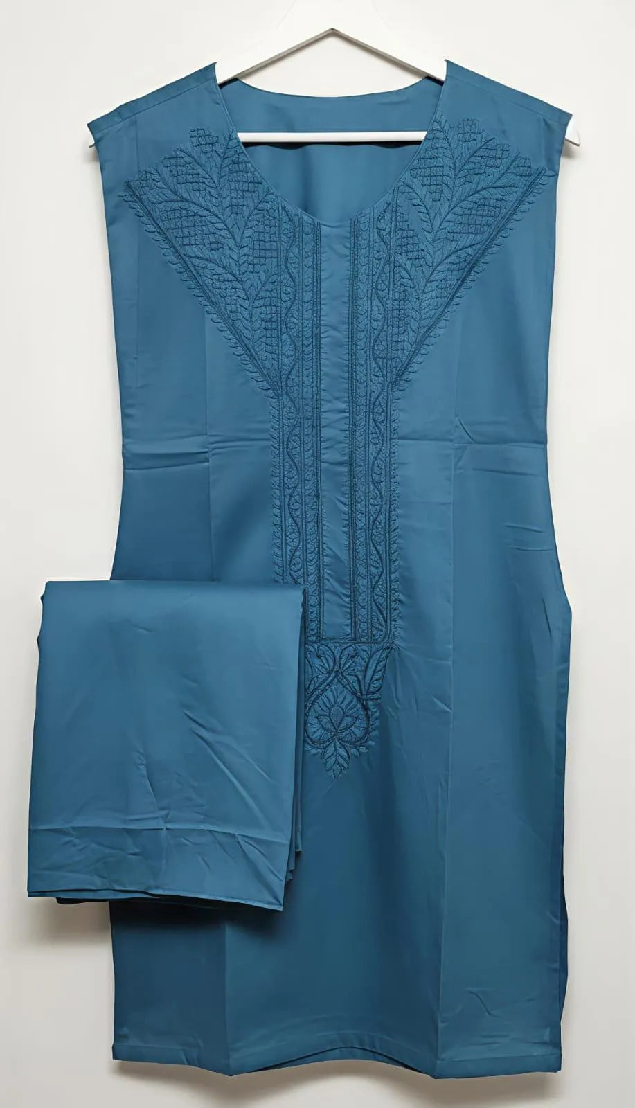 Unstitched Cotton Suit Grey Embroidered for Eid