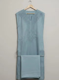 Unstitched Cotton Suit Grey Embroidered for Eid