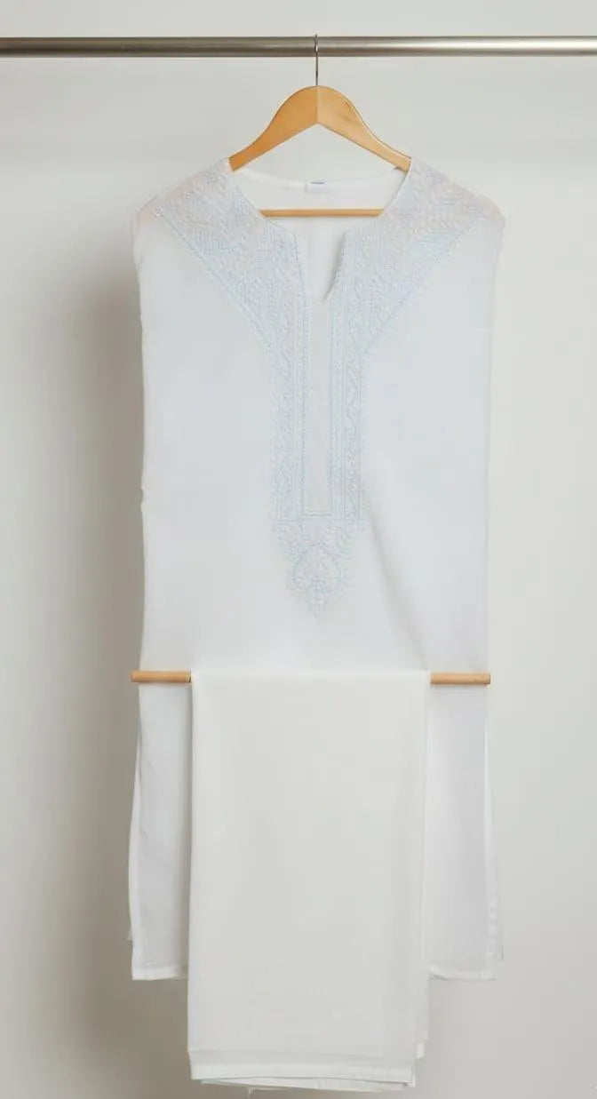 Men’s Unstitched Cotton Embroidered Suit