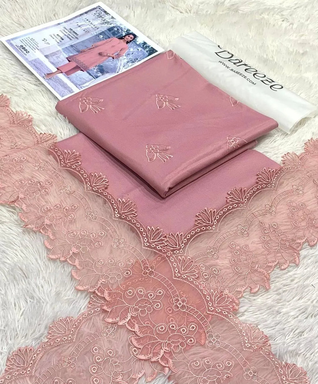 Pink Embroidered Lawn Shirt & Trouser Set
