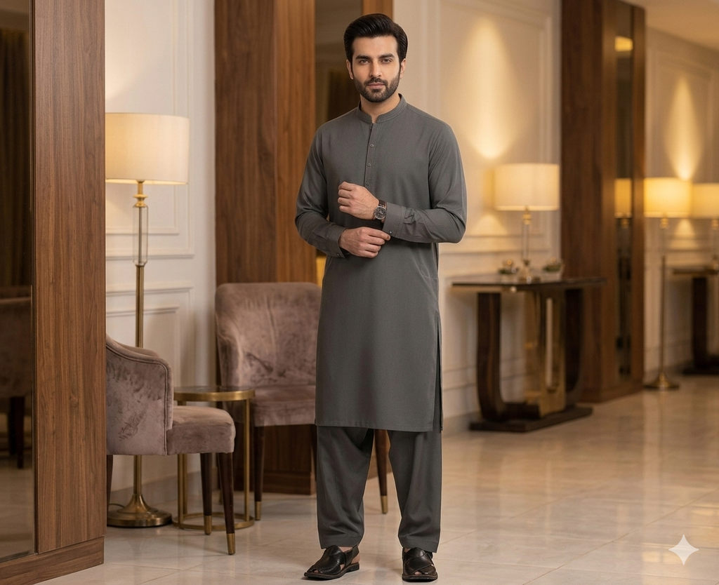Gul Ahmad Wash & Wear Plain Suit Fabric Black All Season